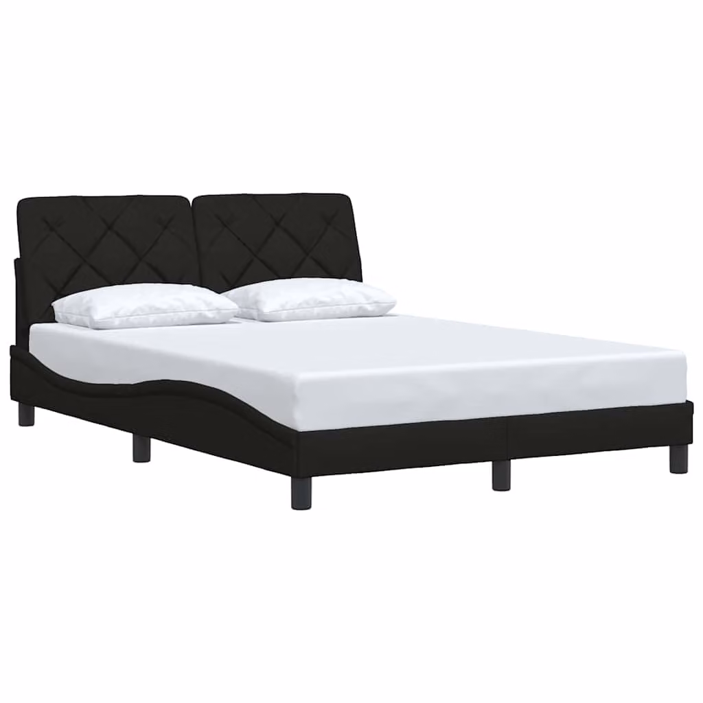 Giroletto vidaXL senza materasso in tessuto nero con doghe in legno L/P/H: 200 x 120 x 74,5 cm – 1