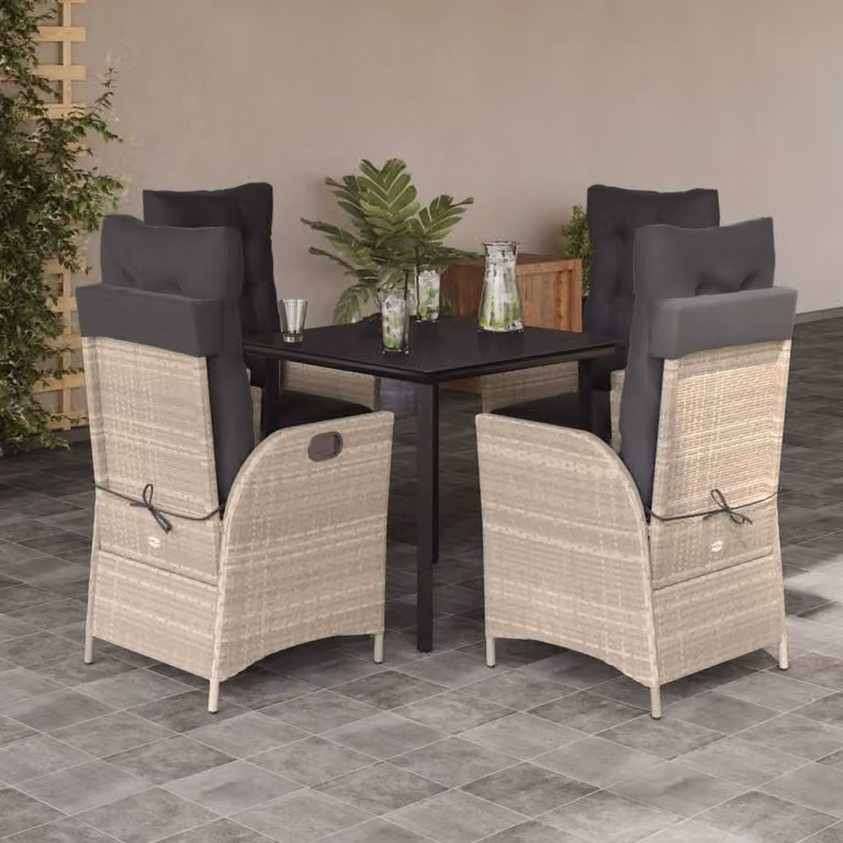 Maison Exclusive - Set Pranzo da Giardino 5pz con Cuscini Grigio Chiaro Polyrattan
