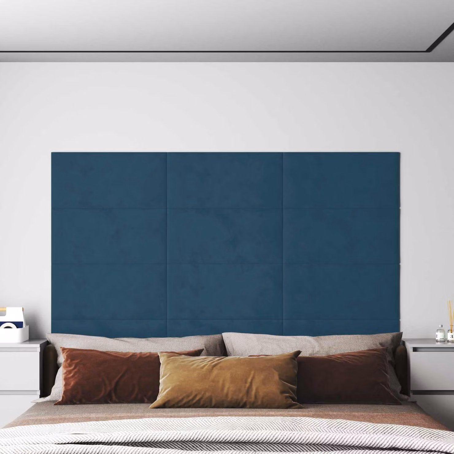 Testiera da parete vidaXL in velluto blu, set di 12 pannelli imbottiti moderni per camera da letto