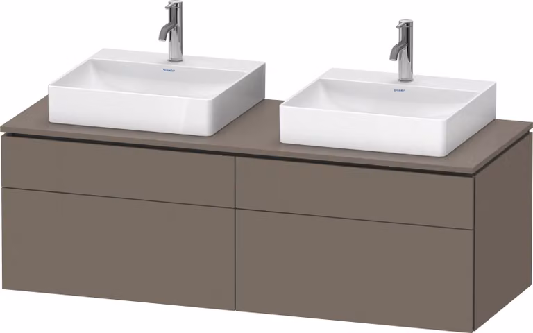 Duravit L-Cube Meuble sous-lavabo en console suspendu, avec plan de toilette en console, 4 tiroirs, pour deux vasques, 1420x482x550mm, LC4872B90900000, LC4872B90900000