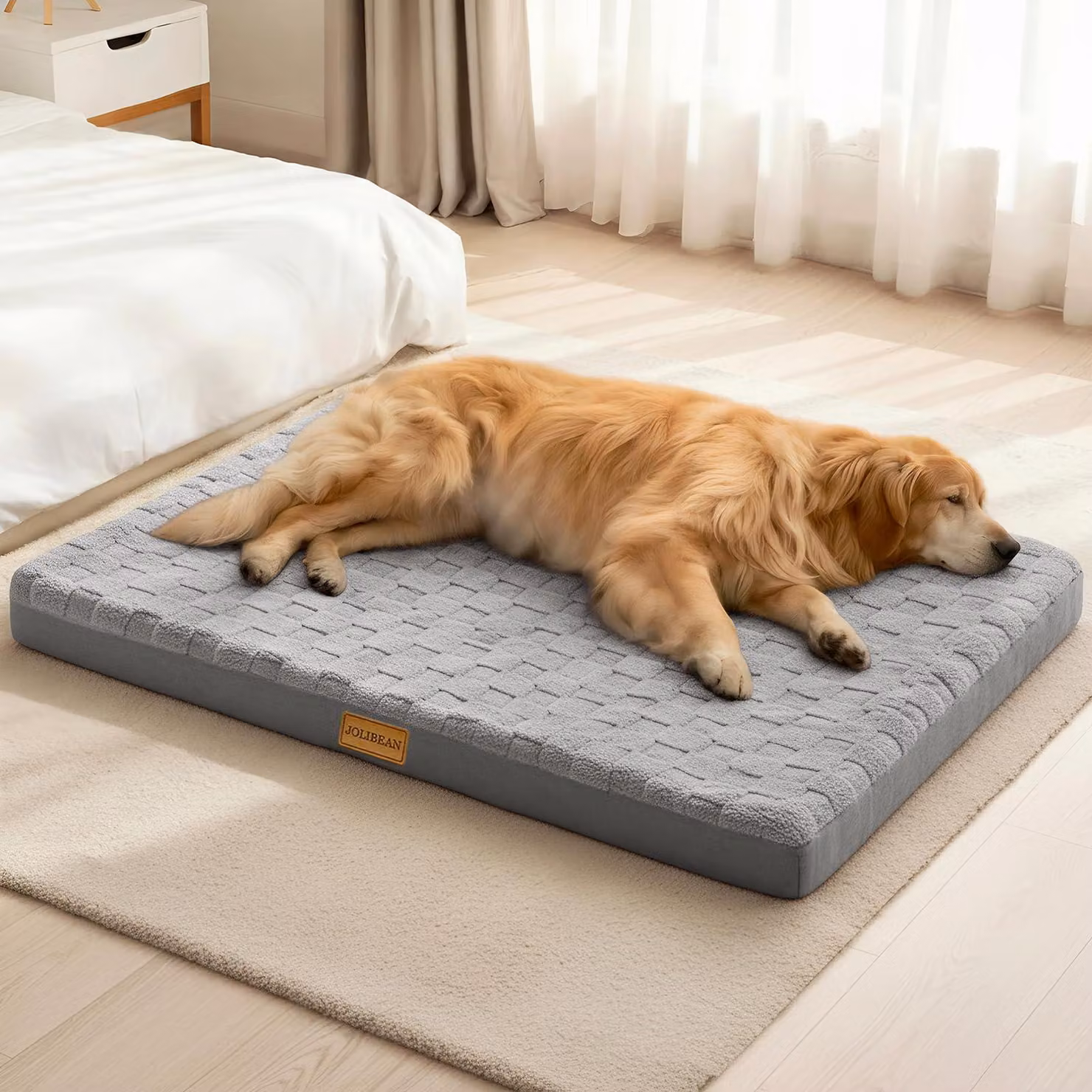 Cuccia ortopedica per cani, taglia L, 91 x 61 x 9 cm - Copertura lavabile e removibile - Poliestere, colore grigio - Adatta per cani di grossa taglia - Cuscino per animali