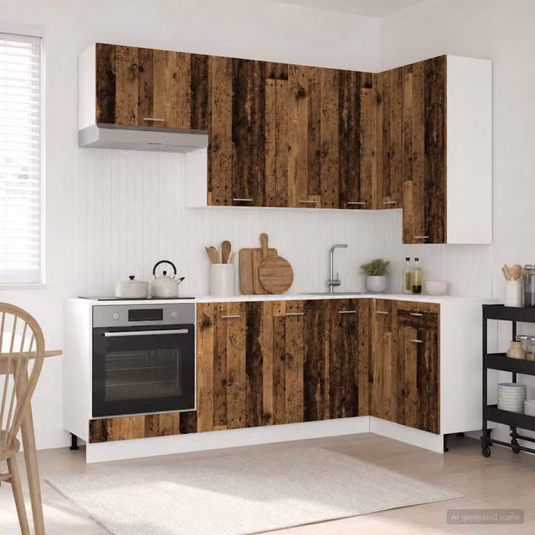 Unità cucina vidaXL LYON in legno color marrone, set da 8 pezzi con ante a battente e cassetti