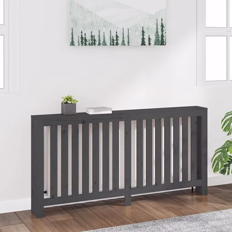 Copertura Termosifone vidaXL in Legno Massello di Pino Grigio L: 169 cm, P: 19 cm, H: 84 cm