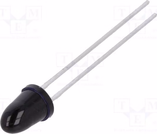 1 x Trasmettitore a infrarossi per montaggio su circuito stampato, lunghezza d'onda 950 nm, potenza 550 mW, angolo di emissione 5°, colore nero, dimensioni 5 mm, tensione di alimentazione 1,5÷1,8 V, modello SFH 4545, corrente di funzionamento 100 mA