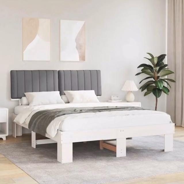 Letto con Testiera Rivestita-Struttura Letto con Testiera Grigio chiaro 150 x 200 cm 185713