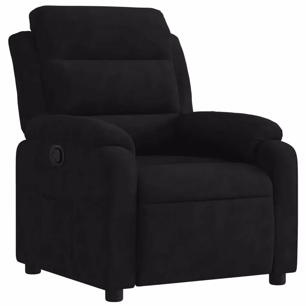 Poltrona Reclinabile Relax vidaXL in Velluto Nero con Braccioli e Regolazione Manuale – 2