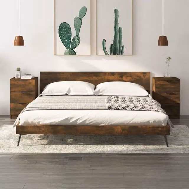 Comodini 2 pz-Set di 2 Tavolino da notte Rovere Fumo 40x36x65 cm