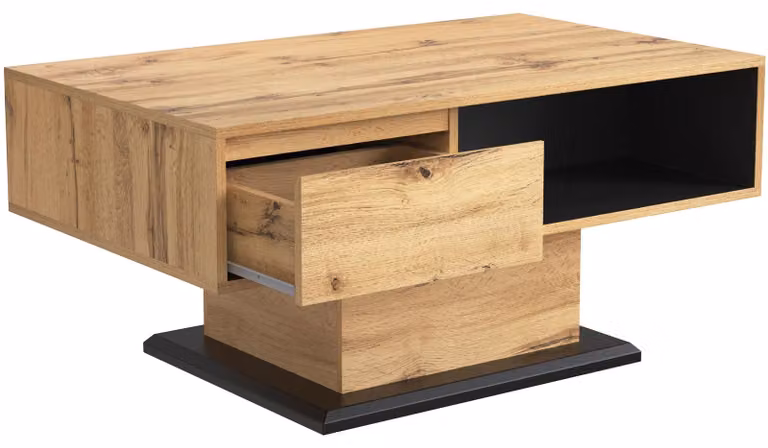 Tavolino da salotto - Tavolino per il soggiorno - Tavolino da divano - Tavolino ausiliario - Tavolino contenitore - Melaminico effetto legno di quercia