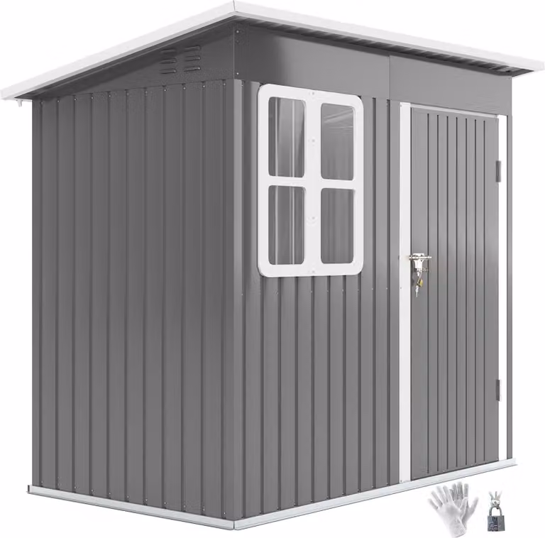 Capannoni da giardino in metallo – Capannoni da giardino resistenti alle intemperie | Colore: Grigio, Bianco | Dimensioni: 133x221x190 cm