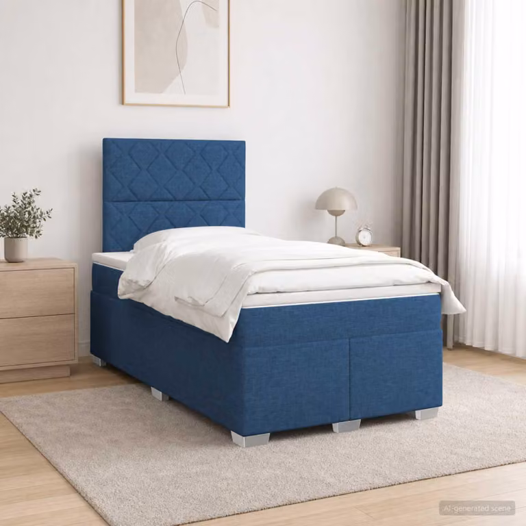 Maison Exclusive - Letto boxspring con materasso e testiera blu 120 x 200 cm Tessuto