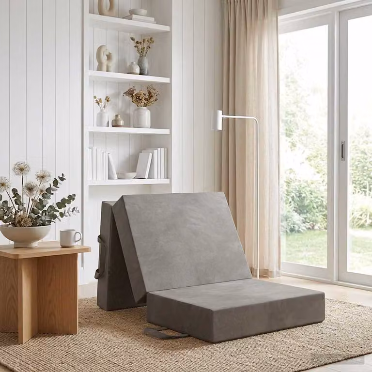 vidaXL Divano Letto Pieghevole in Velluto Grigio con Imbottitura in Schiuma L 75 x P 63 x H 45 cm