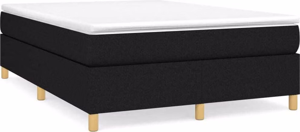 Giroletto a Molle con Materasso Nero 140x200 cm in Tessuto
