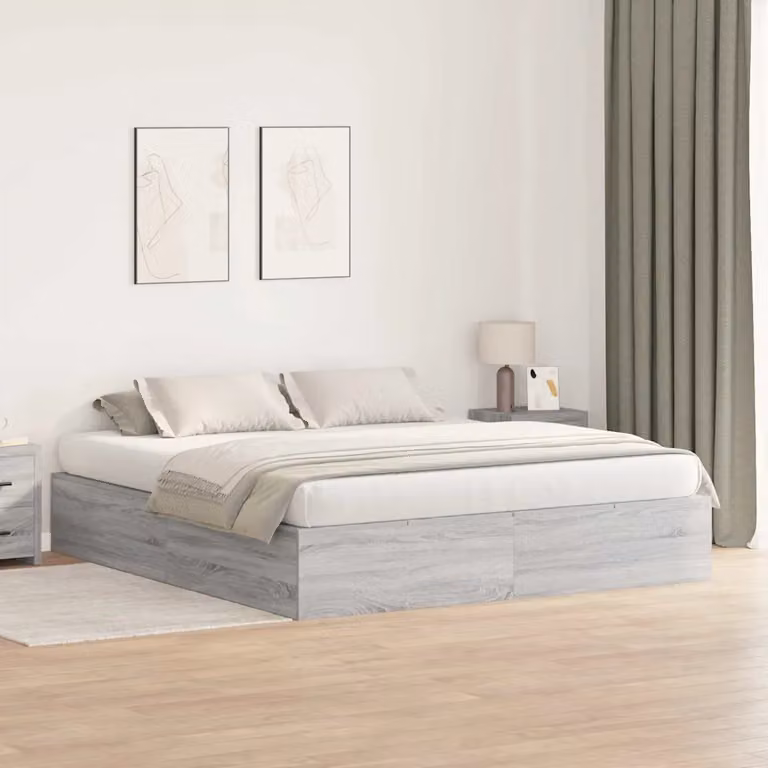 vidaXL Struttura letto con contenitore moderno Grigio Sonoma 200 x 200 cm