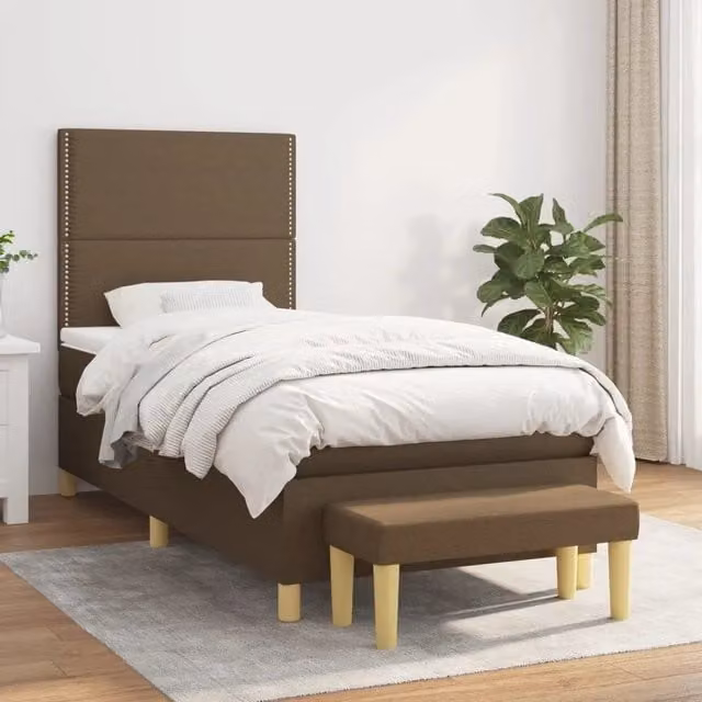 Letto Ibrido con Giroletto a Molle e Materasso vidaXL, Marrone e Bianco, L 90 x P 190 cm