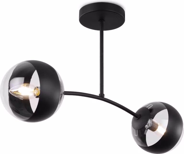 Lampada da soffitto Toledo nera a 2 luci con paralumi neri E14