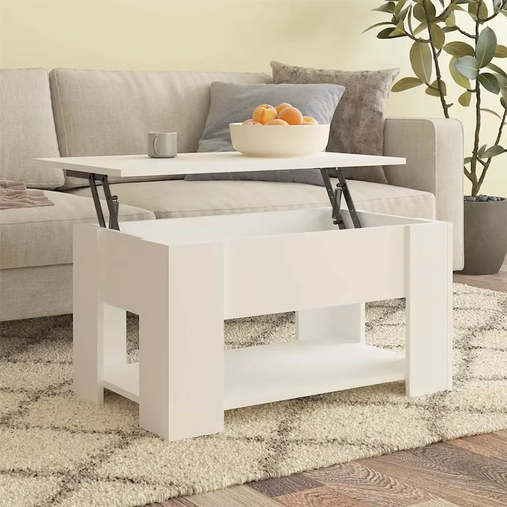 vidaXL Tavolino da Salotto Moderno Bianco in Legno e MDF L: 79 cm, P: 49 cm, H: 41 cm