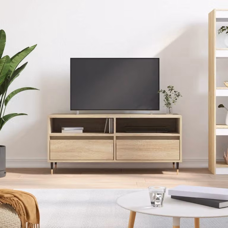 Mobile TV vidaXL in Rovere Sonoma e Metallo, Colore Marrone/Beige, L 100 cm x P 34,5 cm x H 44,5 cm