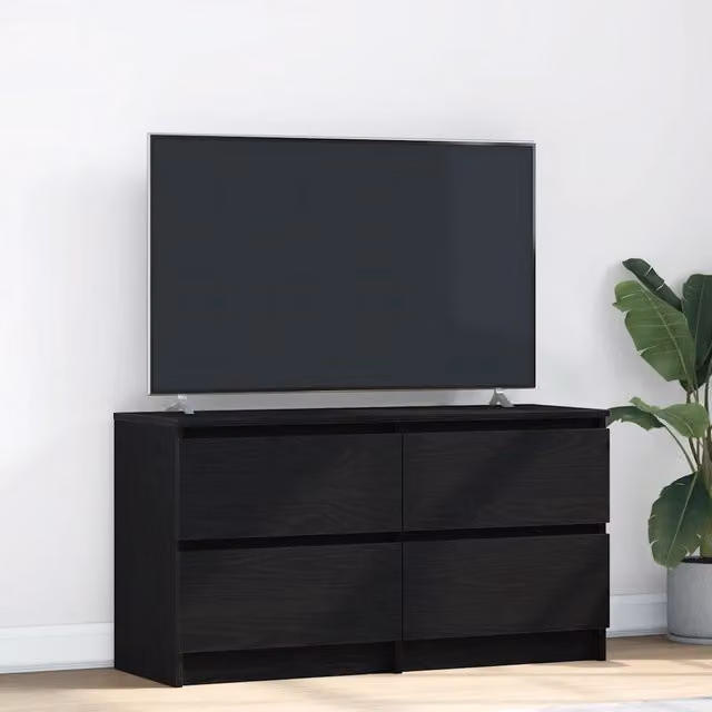 Mobile Porta TV Moderno vidaXL in Legno Multistrato Nero L: 100 cm, P: 35 cm, H: 54 cm