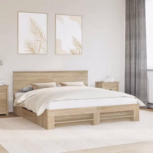 Struttura del letto con testiera-Giroletto con Testiera Rovere Sonoma 180 x 200 cm 144101