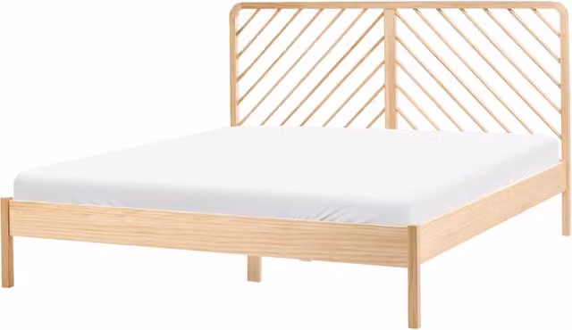 Letto in legno di pino marrone chiaro con rete 180 x 200 cm naturale stile scandinavo
