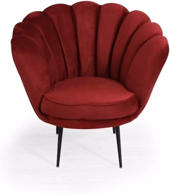 Poltrona a conchiglia Orel in velluto rosso
