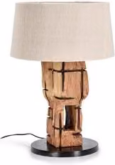 Lampada da tavolo Bizzotto KLETA Beige con base in legno e paralume in tessuto, attacco E27, 60 W, L 45 cm x H 53 cm