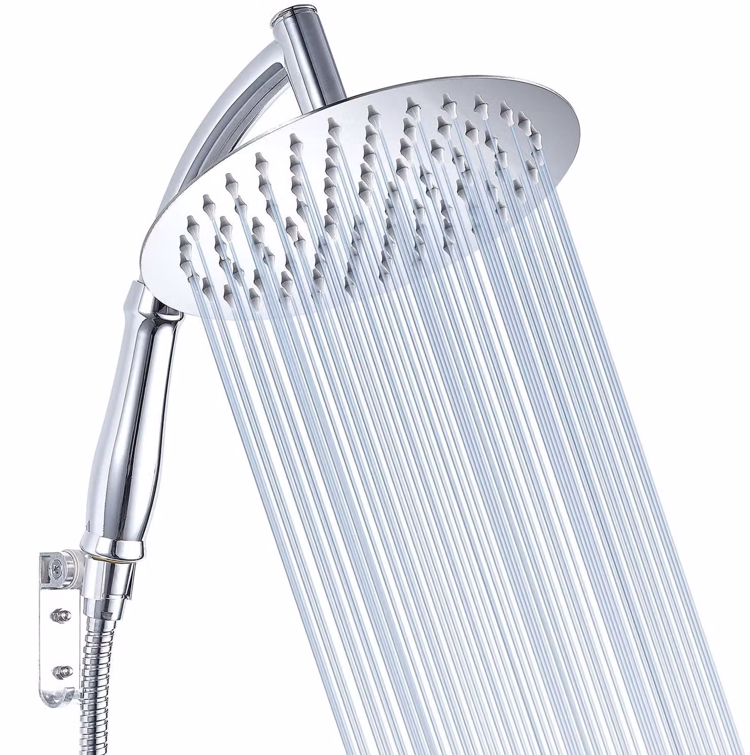 Inovra - Doccetta alta pressione - Doccetta a pioggia - Tubo flessibile per doccia - Supporto - Acciaio inossidabile - Diametro 20 cm (8 pollici) - Doccette
