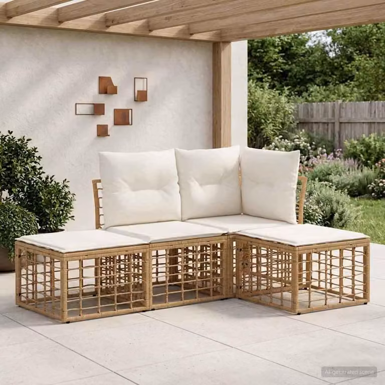 Maison Exclusive - Set divani da esterno in poliestere naturale