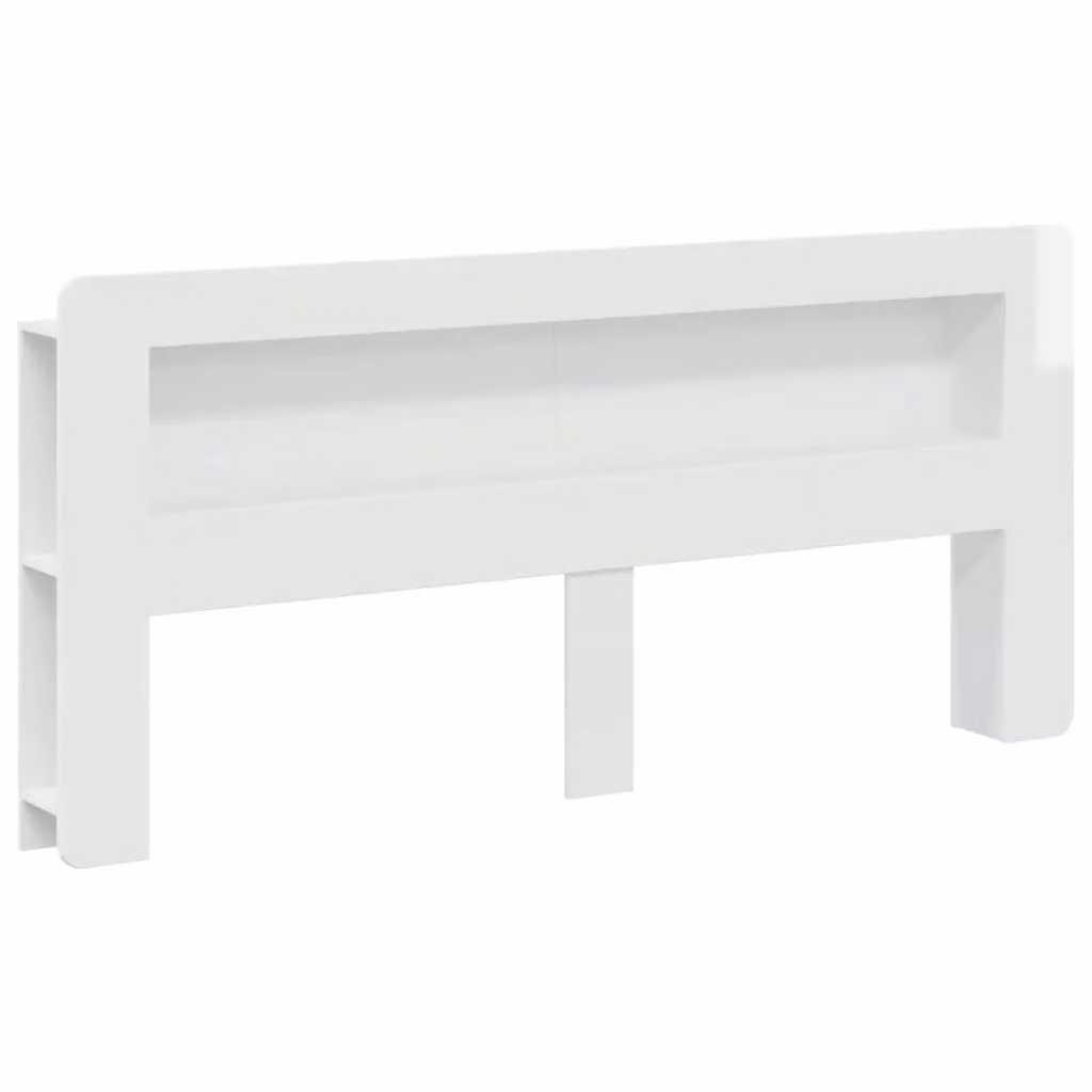 Testata del letto moderna vidaXL in legno ingegnerizzato bianco lucido con ripiani integrati – 2