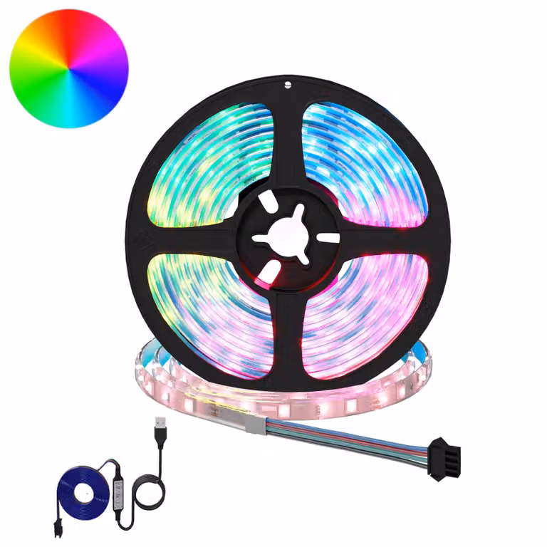 Set di 12 strisce LED RGB vidaXL multicolore con connessione USB in rame e plastica