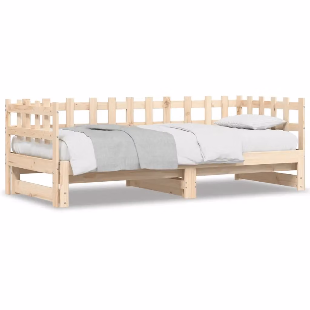 Dormeuse estraibile vidaXL in legno massello di pino rustico bianco L/P/H: 203.5 x 184.0 x 68.5 cm (2 unità da 90x200 cm) – 2