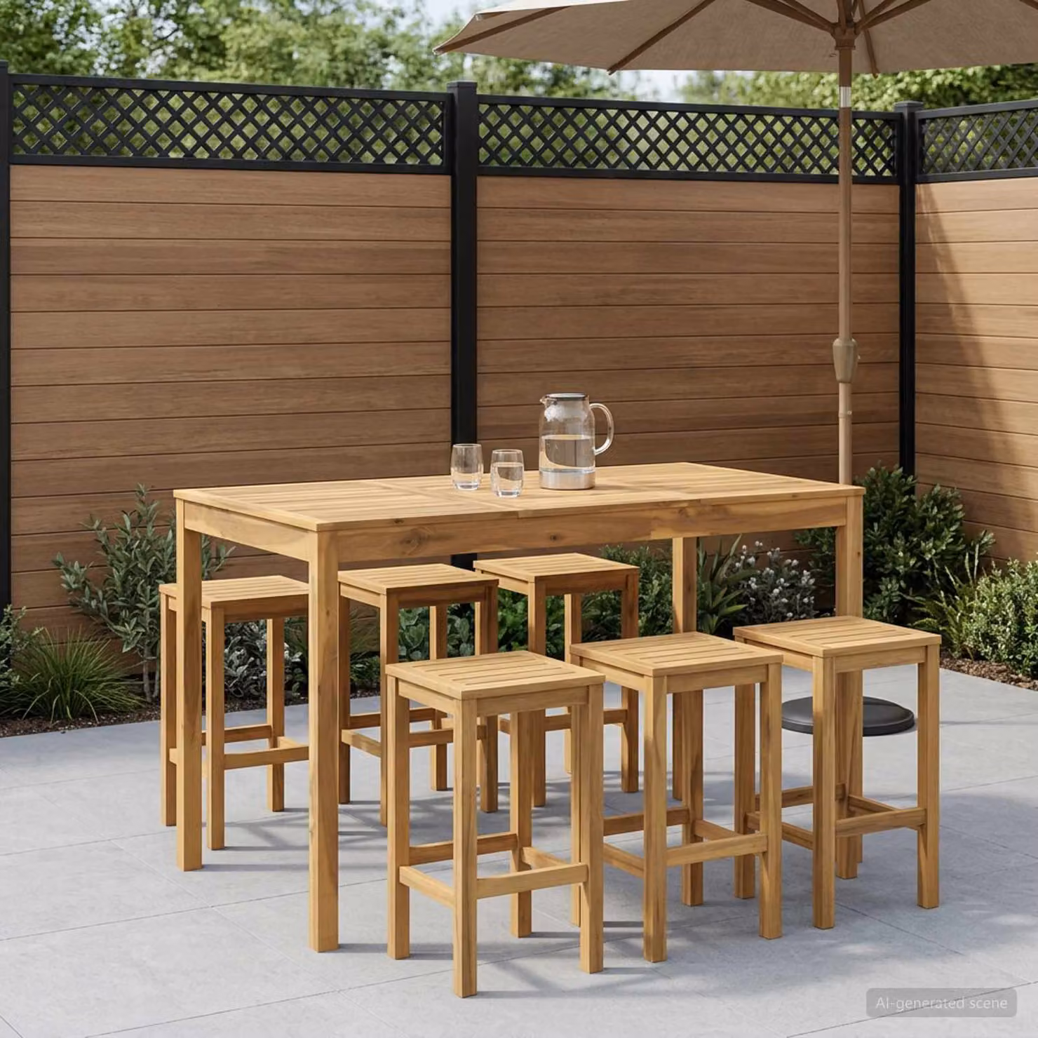 vidaXL Tavolo da Bar per Giardino e Terrazzo in Legno di Acacia Bianco e Marrone L: 147 cm, P: 88,5 cm, H: 105 cm