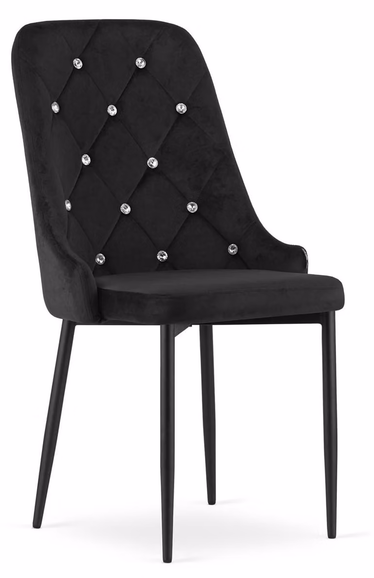 Sedia Amore in velluto nero con cristalli decorativi