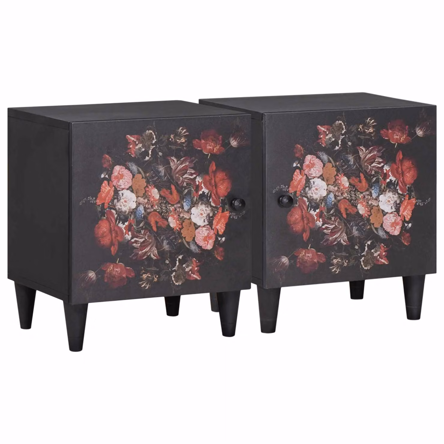 Set di 2 comodini vidaXL in legno di mango nero opaco L: 40 cm, P: 33 cm, H: 46 cm