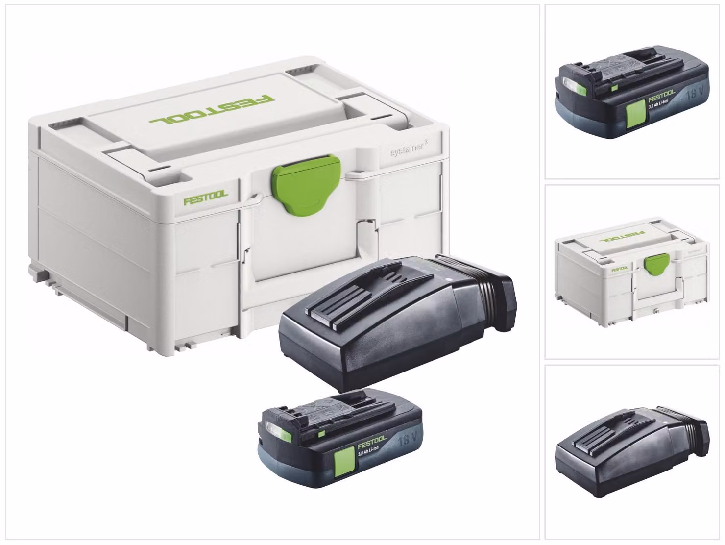 Festool energy set 1x BP 18 Li 3.0 C batteria 18 V 3.0 Ah / 3000 mAh Li-Ion ( 577658 ) + caricatore TCL 6 ( 201135 ) + Systainer