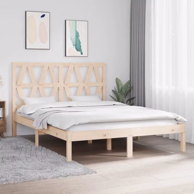 Giroletto vidaXL in legno massello di pino bianco stile rustico L/P: 140 x 200 cm