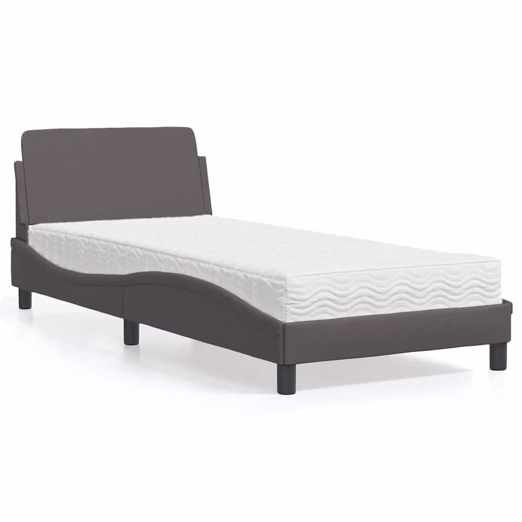 Letto con Materasso Dover vidaXL in Similpelle Grigio, L/P: 80 x 200 cm