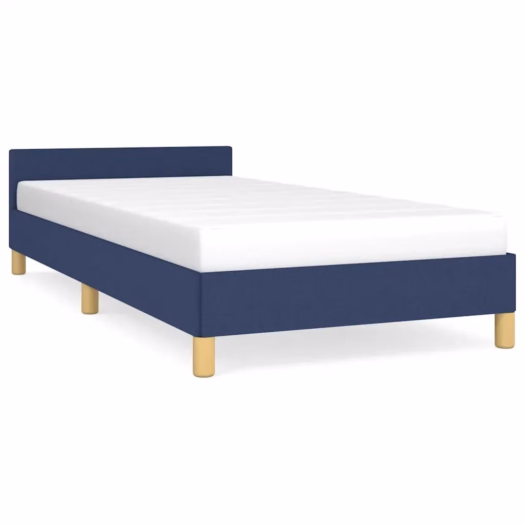 Letto con testiera imbottita vidaXL in tessuto blu 90x190 cm – 2