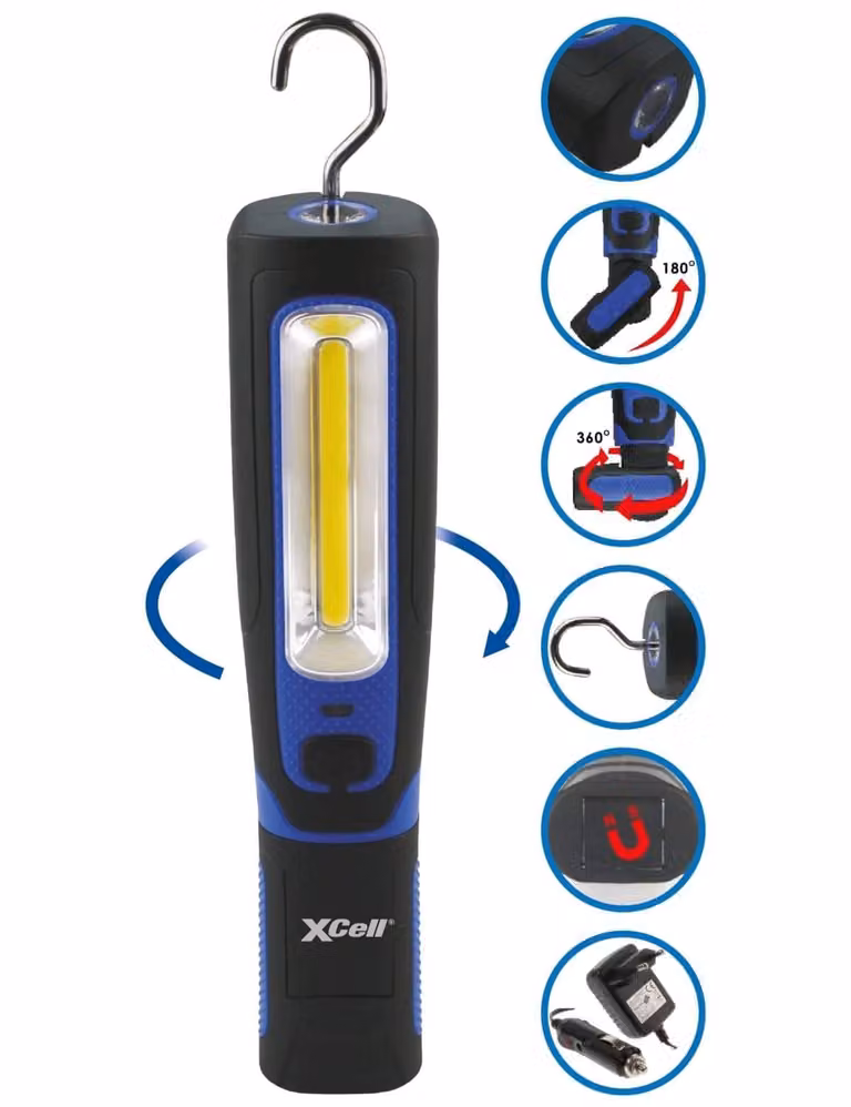 XCell Worklight Spin LED Luce da lavoro ruotabile di 360° e inclinabile di 180° 3 watt cob LED con max. 280 lumen