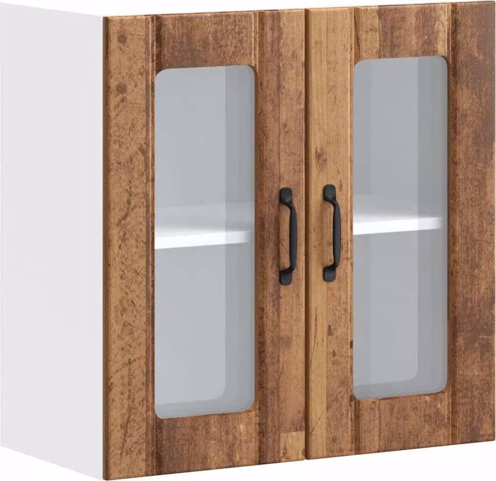 Pensile da Cucina con Porta in Vetro Lucca Legno Vecchio