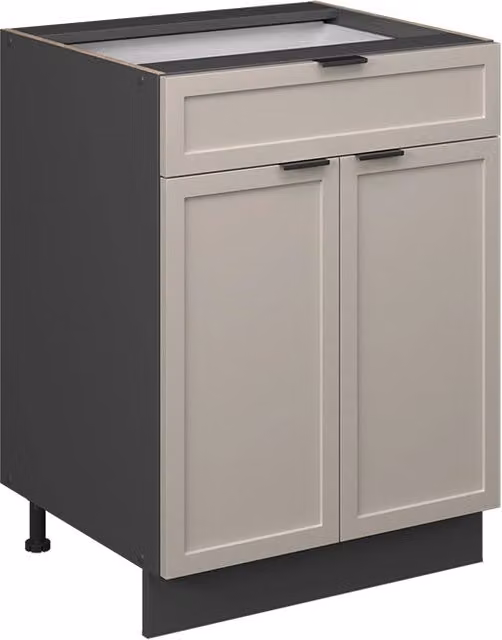 Mobiletto base per cucina Vicco Fame-Line Grigio Beige e Antracite con cassetto, senza piano di lavoro, Larghezza: 60 cm