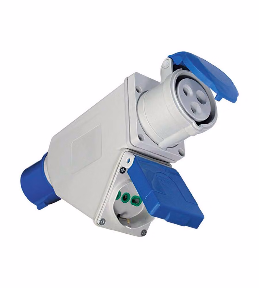 Fanton Adattatore Industriale - Blu - Spina CEE 16A 230V - 2 Prese