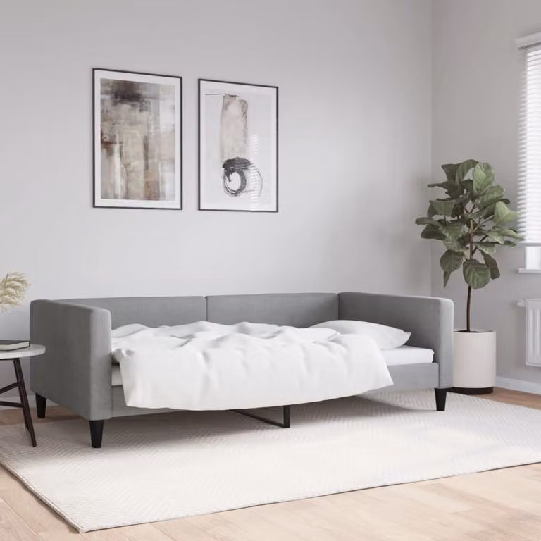 Letto da giorno moderno vidaXL in tessuto grigio con struttura in materiali misti L: 100 cm, P: 200 cm, H: 68 cm