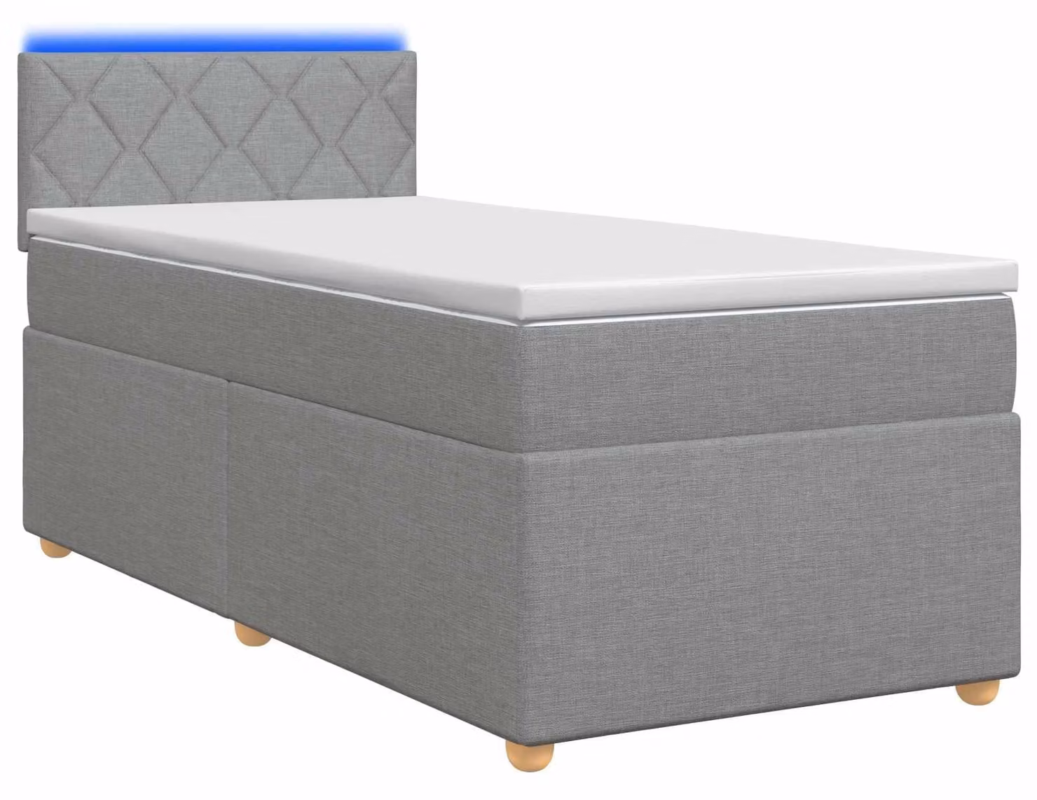 Letto a molle con materasso grigio chiaro 90 x 200 cm in tessuto