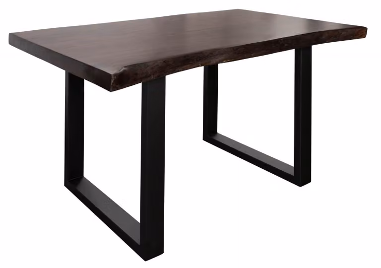 MASSIVMOEBEL24 | FREEFORM 5 Tavolo da pranzo in legno di acacia - laccato marrone /gambe in ferro - antracite mat 140x90x77