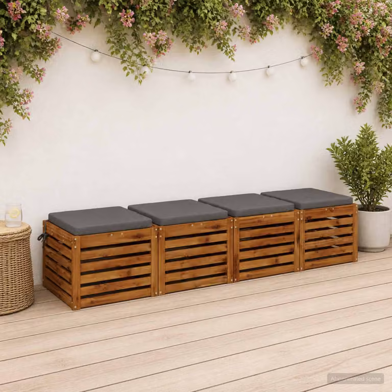 Set di 4 cuscini per sedia vidaXL in poliestere grigio con fodera lavabile e resistente ai raggi UV