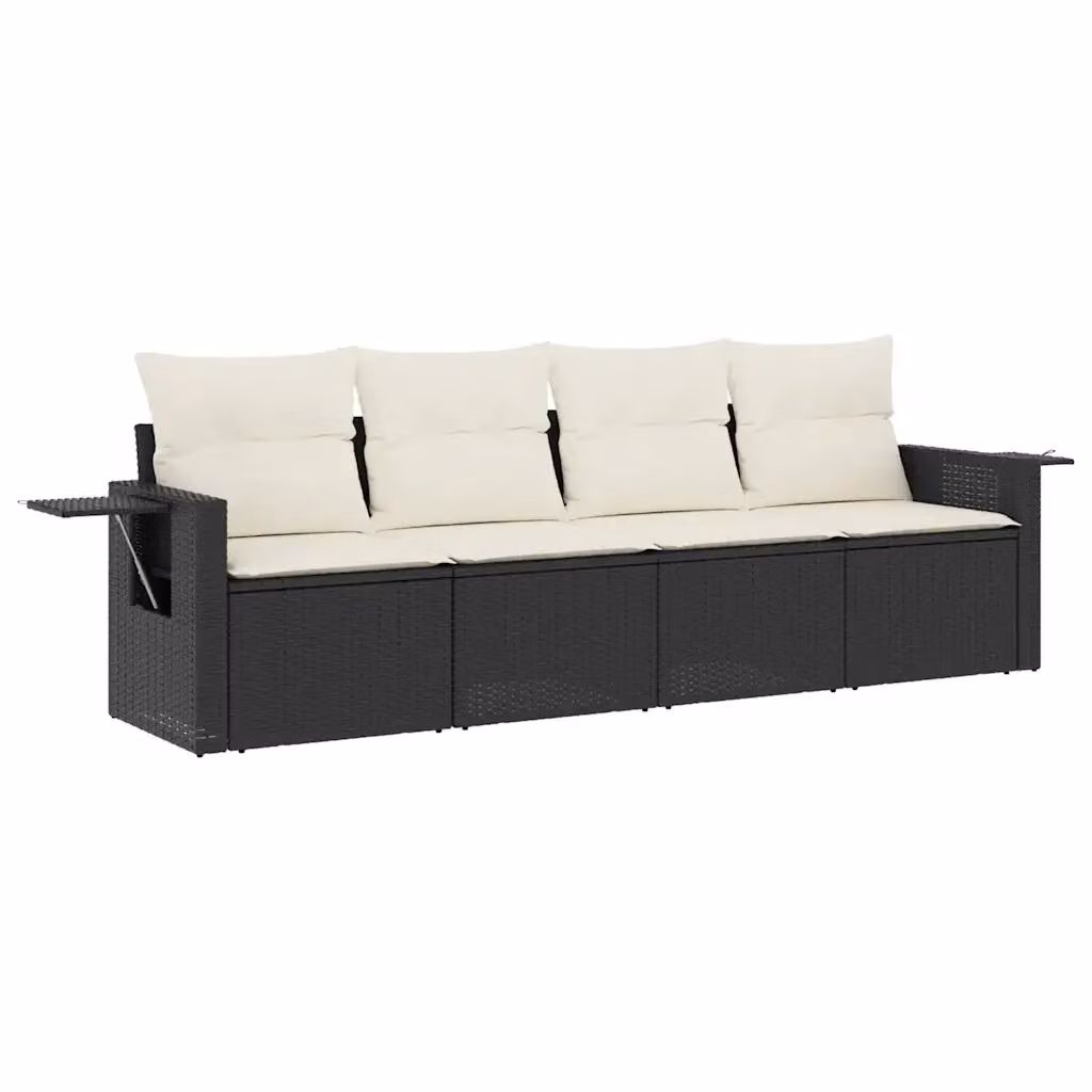Set da giardino vidaXL composto da 4 pezzi in polyrattan nero con cuscini inclusi – 2