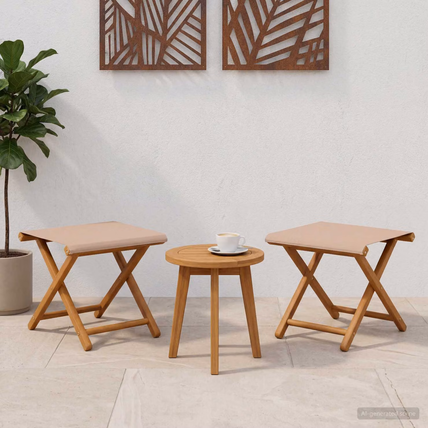 Set di 2 lettini da giardino vidaXL in legno di eucalipto massello, colore tortora/grigio/beige