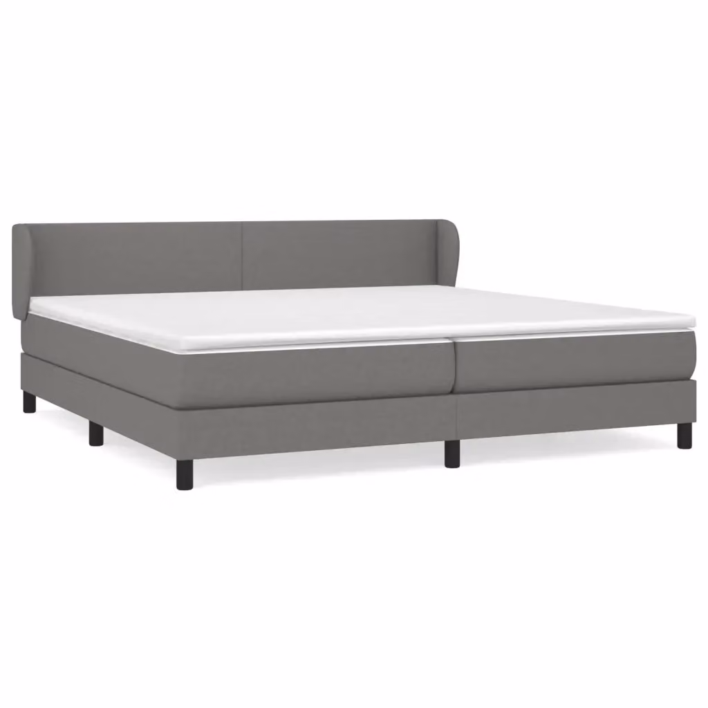 vidaXL Giroletto a Molle Ibrido con Materasso in Tessuto Grigio e Bianco L/P/H: 200 x 200 x 88 cm – 2