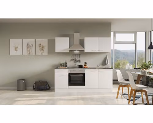 Mobile cucina con elettrodomestici Flex Well Lucca 210 cm colore frontale bianco opaco colore mobile bianco